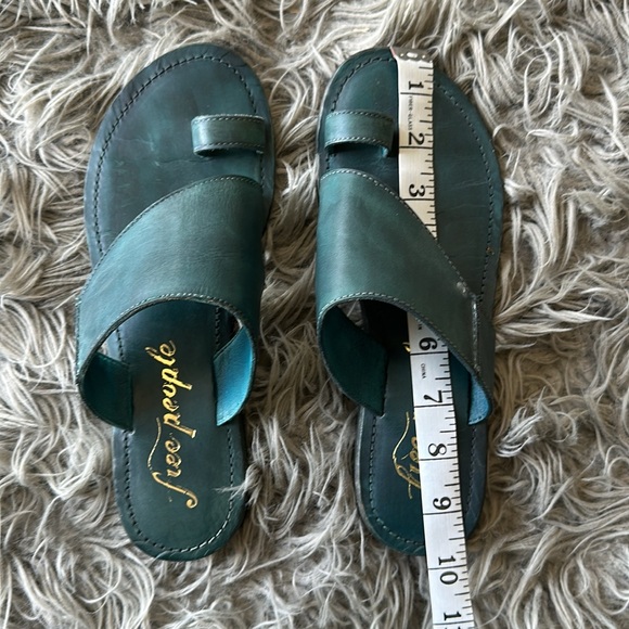 Free People Sant Antoni Leather Slide Sandals Teal Size 37/US 7 - Picture 4 of 5